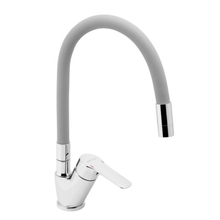 Dřezová baterie Novaservis Metalia 54 se silikonovým ramínkem šedá/chrom 54014F,0S