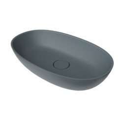 Umyvadlo na desku SAT Aula 60x36 cm tmavě šedá mat bez otvoru pro baterii, bez přepadu SATAU6036MG