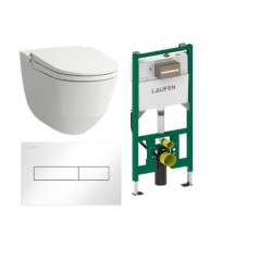 Akční balíček Laufen RIVA závěsné WC + podomítkový modul + WC tlačítko bílé SIKOSLRI000