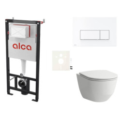 Cenově zvýhodněný závěsný WC set Alca do lehkých stěn / předstěnová montáž+ WC Laufen  SIKOASL7