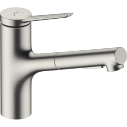 Dřezová baterie Hansgrohe Zesis M33 s vytahovací sprškou, 2 proudy nerez 74821800