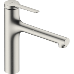 Dřezová baterie Hansgrohe Zesis M33 s vytahovací sprškou, 2 proudy nerez 74822800