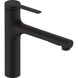 Dřezová baterie Hansgrohe Zesis M33 s vytahovací sprškou, 2 proudy matná černá 74823670